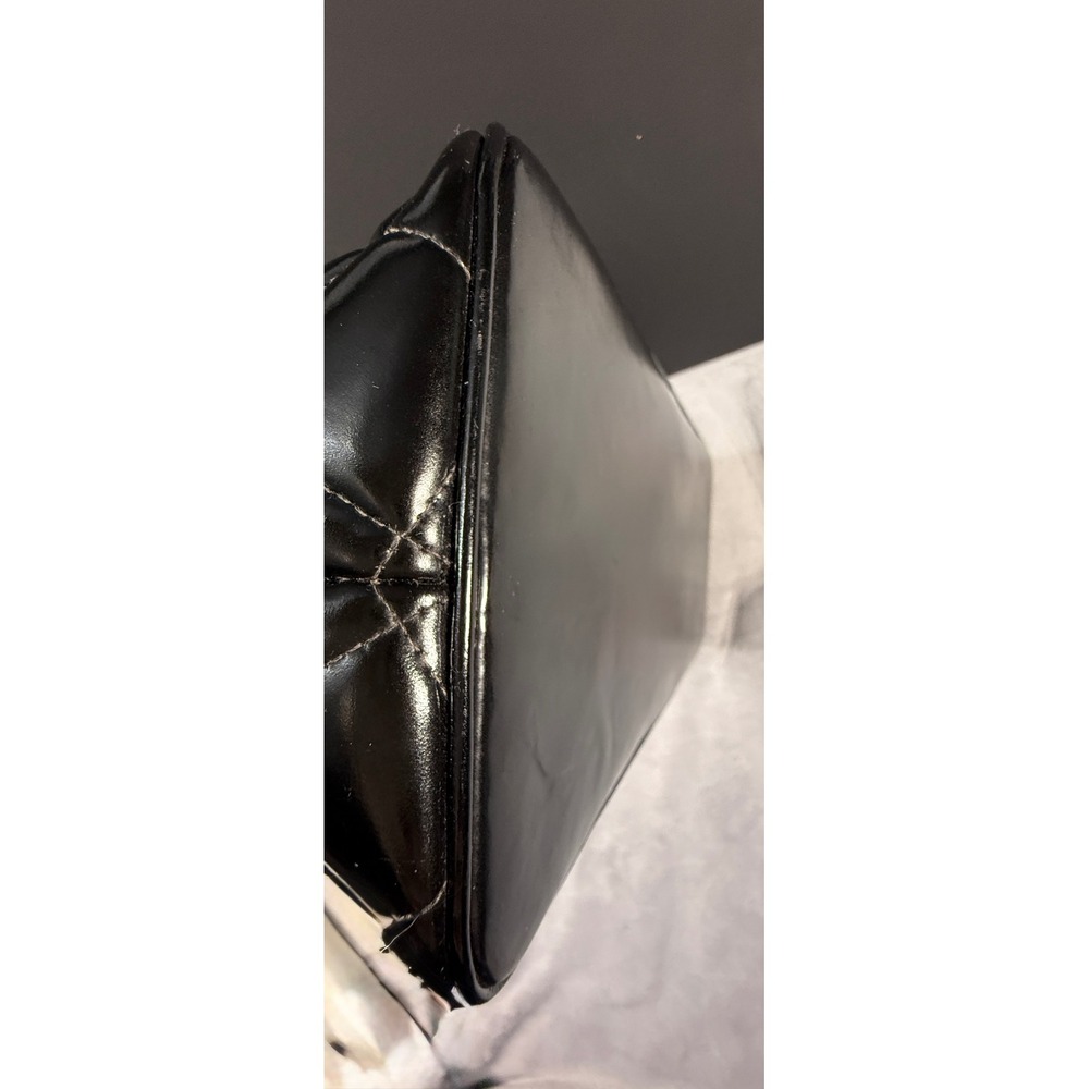 Chanel Black Patent Leather Quilted CC 24k Charm Tote Bag w/ Poshmark COA - Picture 13 of 16